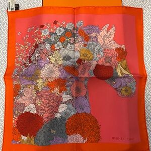 Hermes Floral Silk Scarf - Red, Orange, and Purple